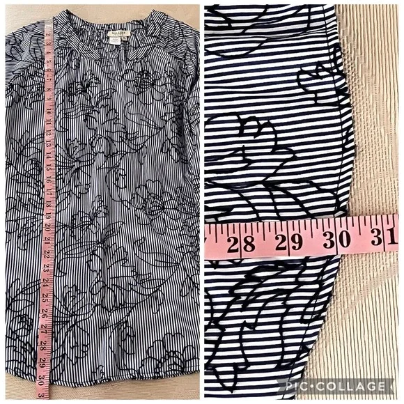 Tru Luxe Jeans XL Top Striped Floral Embroidered Pullover Boho-Chic Blouse - Picture 8 of 14